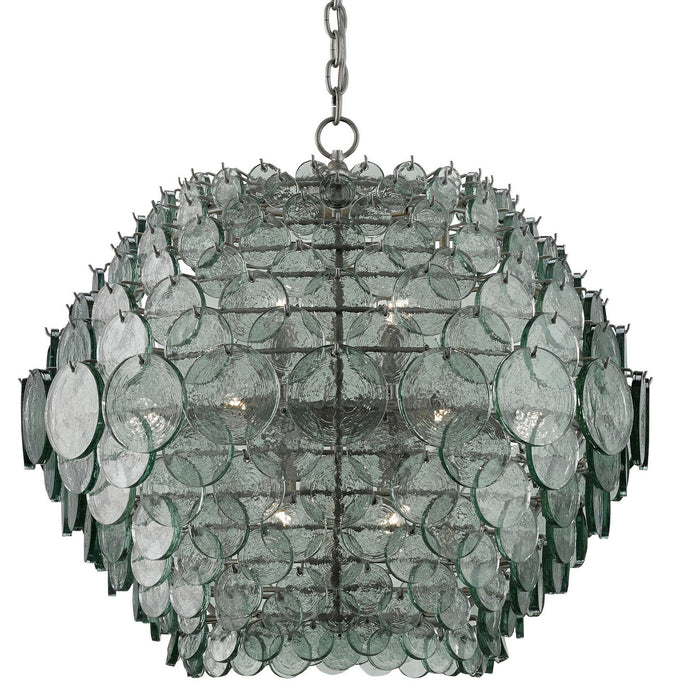 Currey and Company 9000-0009 14 Light Chandelier, Painted Silver Granello