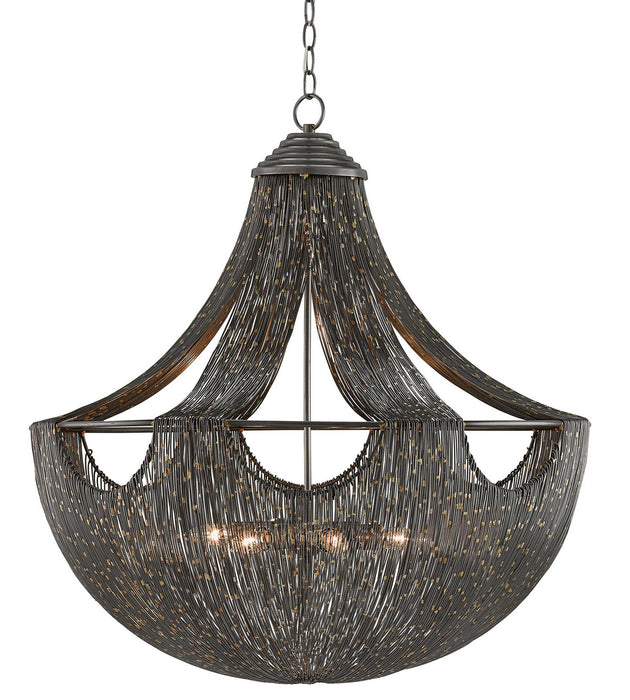 Currey and Company 9000-0018 Six Light Chandelier, Natural Iron/Brass