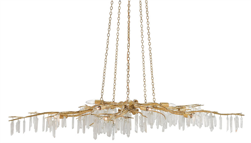 Currey and Company 9000-0040 Ten Light Chandelier, Washed Lucerne Gold/Natural