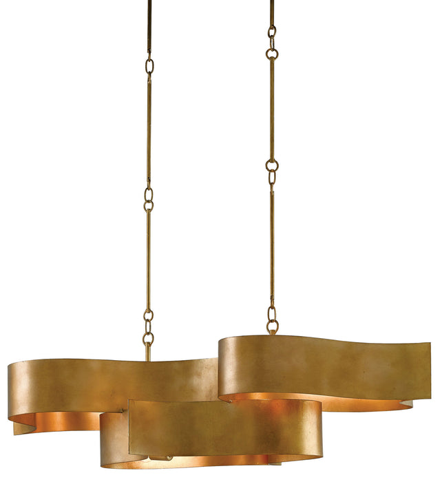 Currey and Company 9000-0046 Six Light Chandelier, Antique Gold Leaf