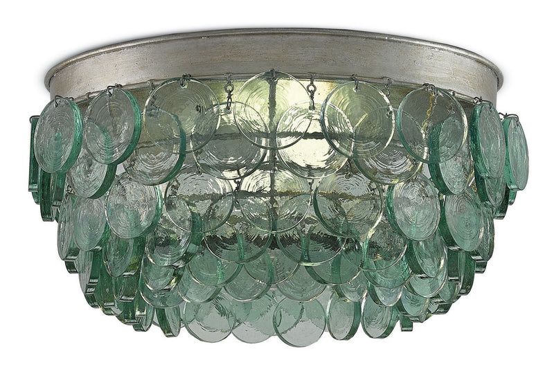 Currey and Company 9999-0013 Two Light Flush Mount, Silver Leaf