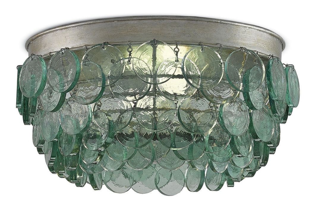 Currey and Company 9999-0013 Two Light Flush Mount, Silver Leaf