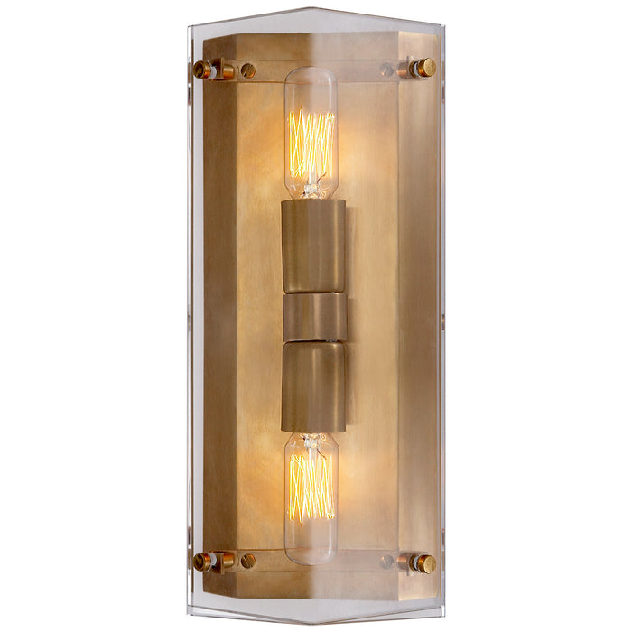 Visual Comfort Signature ARN 2043CG Two Light Wall Sconce, Crystal and Hand-Rubbed Antique Brass