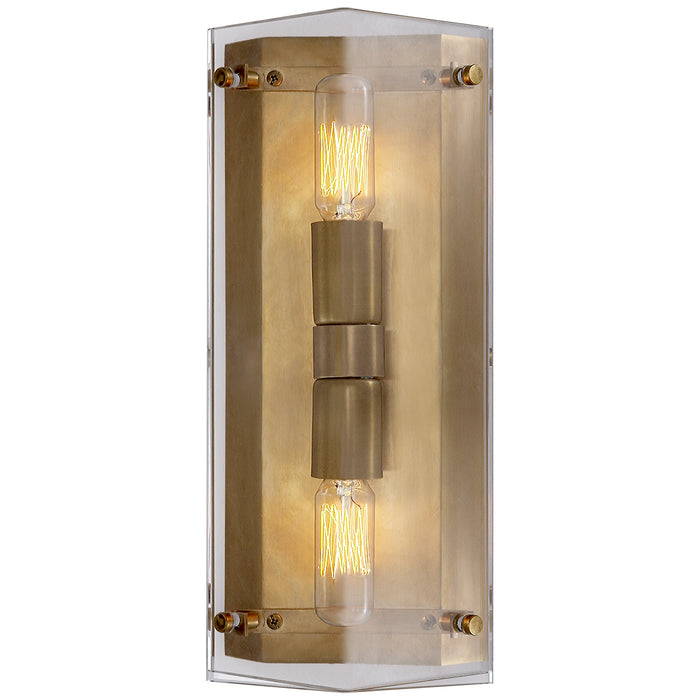 Visual Comfort Signature ARN 2043CG Two Light Wall Sconce, Crystal and Hand-Rubbed Antique Brass