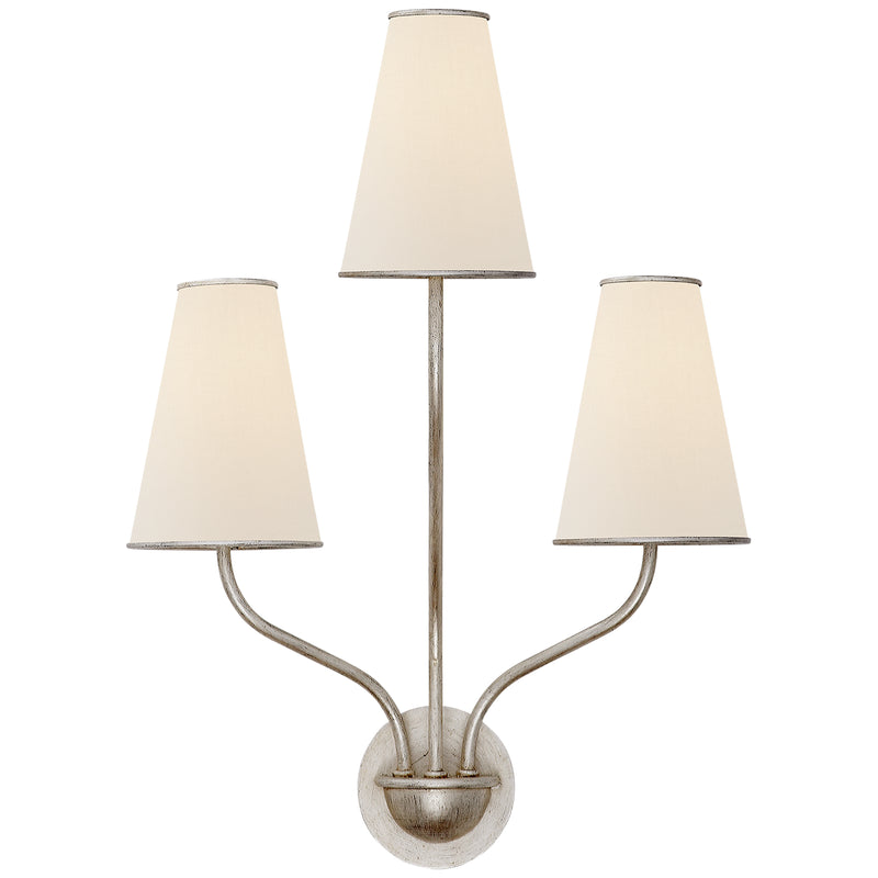 Visual Comfort Signature ARN 2051BSL-L Three Light Wall Sconce, Burnished Silver Leaf