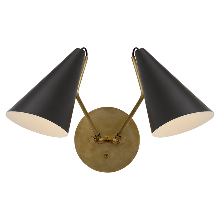 Visual Comfort Signature ARN 2059HAB-BLK Two Light Wall Sconce, Hand-Rubbed Antique Brass
