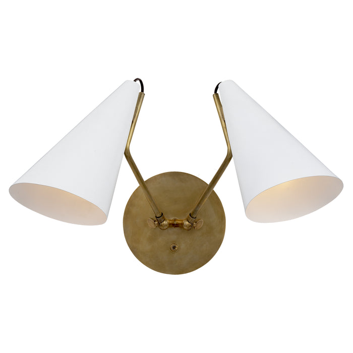 Visual Comfort Signature ARN 2059HAB-WHT Two Light Wall Sconce, Hand-Rubbed Antique Brass