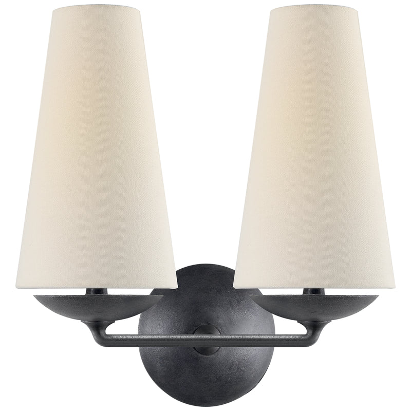 Visual Comfort Signature ARN 2202AI-L Two Light Wall Sconce, Aged Iron