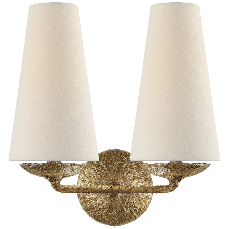 Visual Comfort Signature ARN 2202GP-L Two Light Wall Sconce, Gilded Plaster