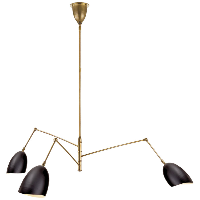 Visual Comfort Signature ARN 5009HAB-BLK Three Light Chandelier, Hand-Rubbed Antique Brass and Black