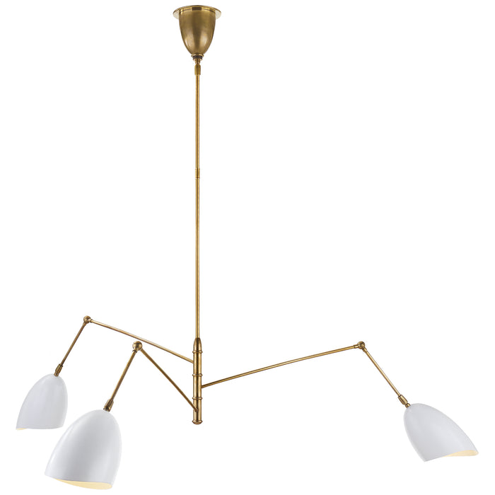 Visual Comfort Signature ARN 5009HAB-WHT Three Light Chandelier, Hand-Rubbed Antique Brass and White