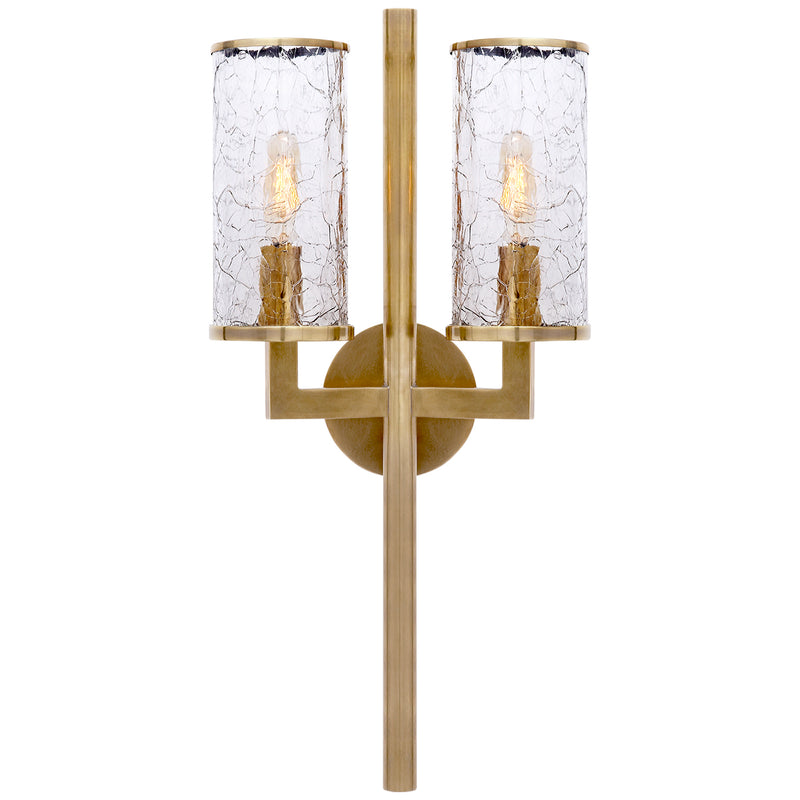 Visual Comfort Signature KW 2201AB-CRG Two Light Wall Sconce, Antique-Burnished Brass