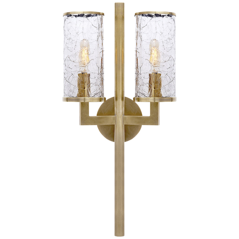 Visual Comfort Signature KW 2201AB-CRG Two Light Wall Sconce, Antique-Burnished Brass