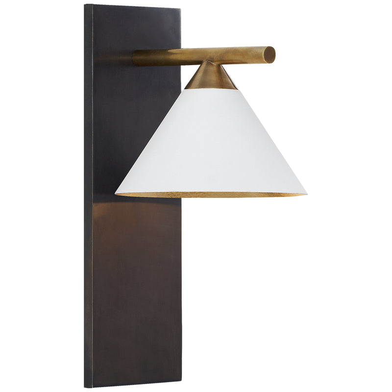Visual Comfort Signature KW 2410BZ/AB-WHT One Light Wall Sconce, Bronze