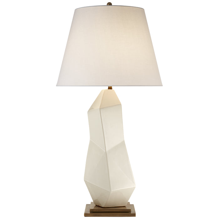 Visual Comfort Signature KW 3046WLC-L One Light Table Lamp, White Leather Ceramic