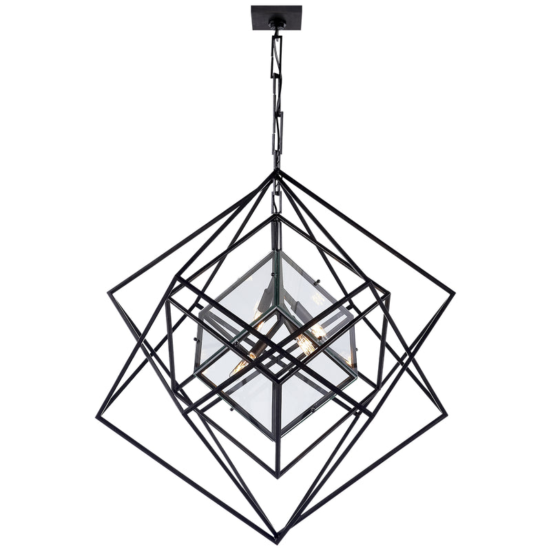 Visual Comfort Signature KW 5021AI-CG Four Light Chandelier, Aged Iron