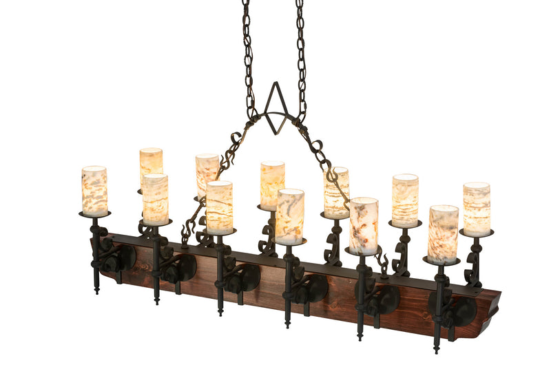 Meyda Tiffany 167878 15 Light Oblong Chandelier, Wrought Iron