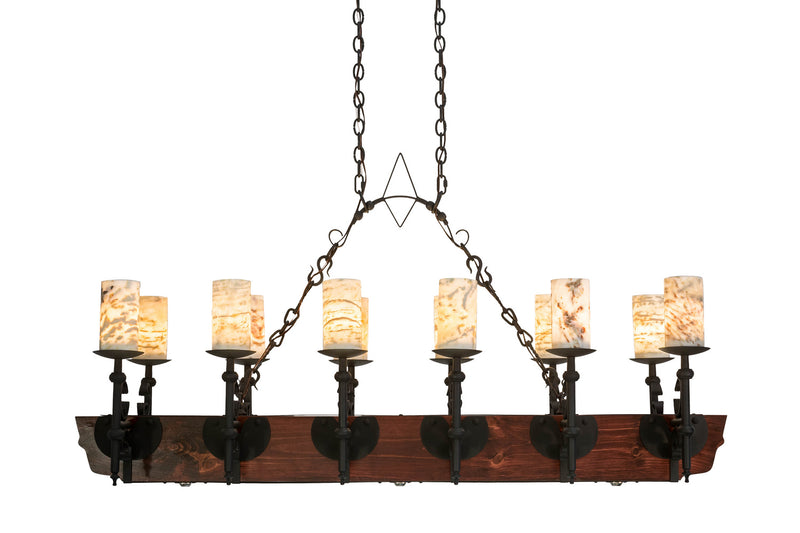 Meyda Tiffany 167878 15 Light Oblong Chandelier, Wrought Iron