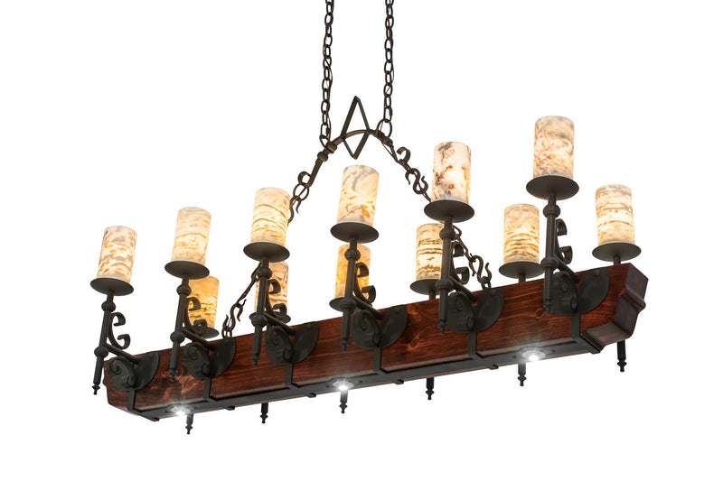 Meyda Tiffany 167878 15 Light Oblong Chandelier, Wrought Iron