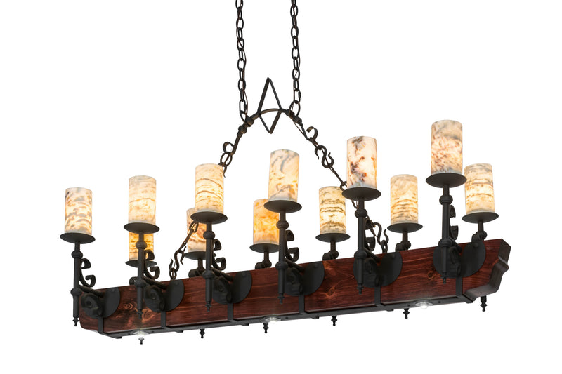 Meyda Tiffany 167878 15 Light Oblong Chandelier, Wrought Iron