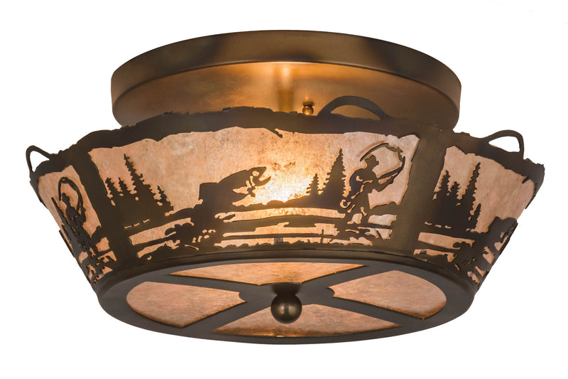 Meyda Tiffany 170968 Two Light Flushmount, Dark Burnished Antique Copper