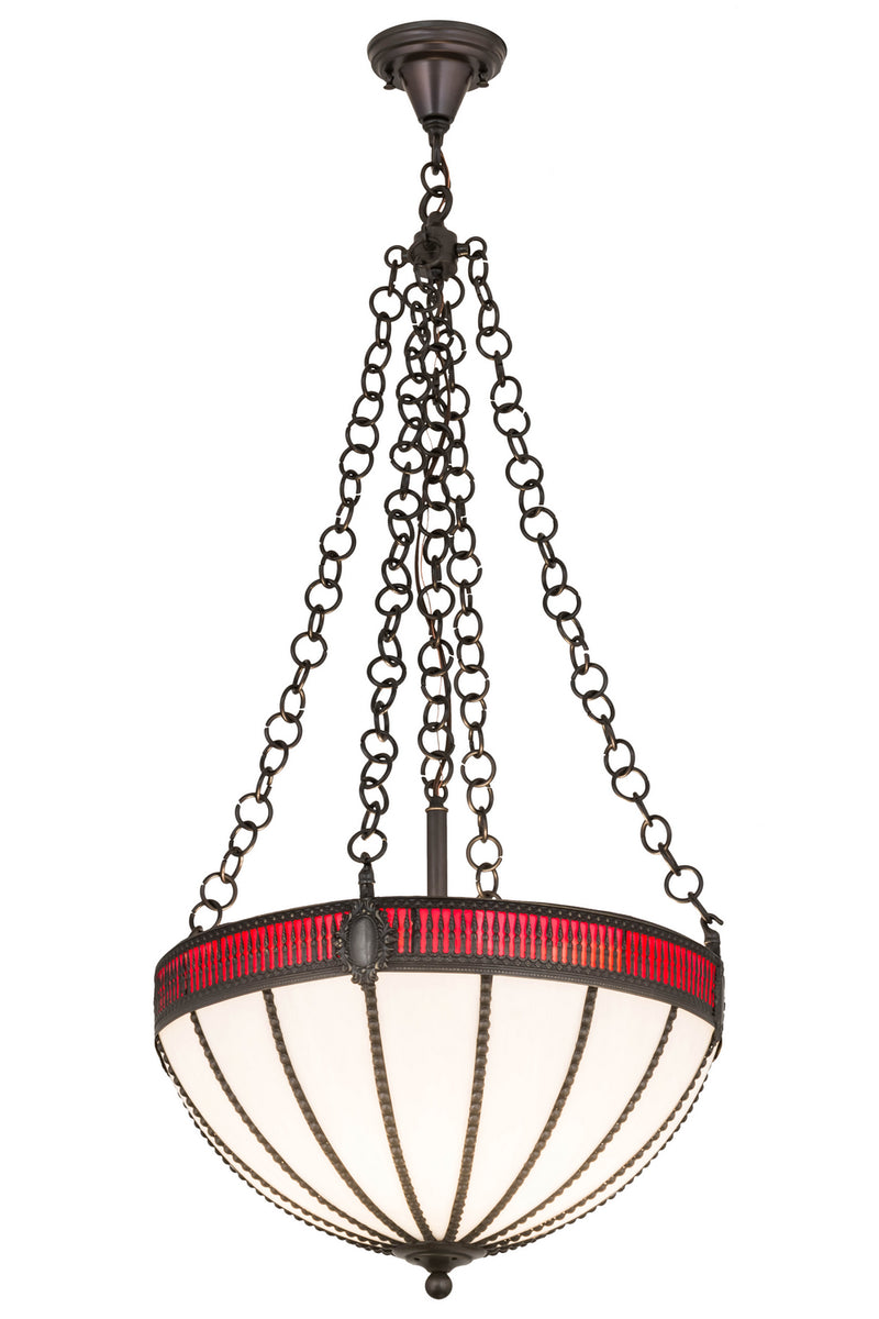 Meyda Tiffany 174101 Four Light Inverted Pendant, Weathered Antique Brass