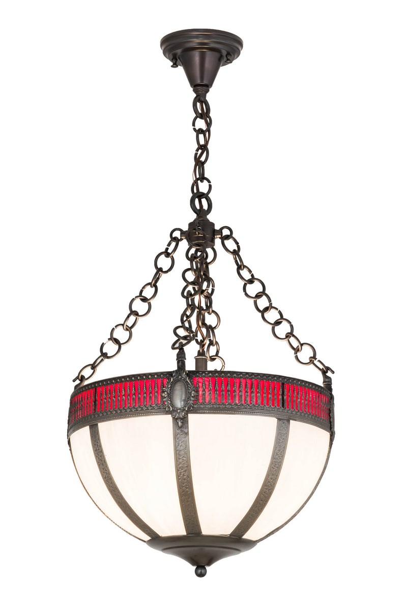Meyda Tiffany 174102 Four Light Inverted Pendant, Chemical Antique Brass
