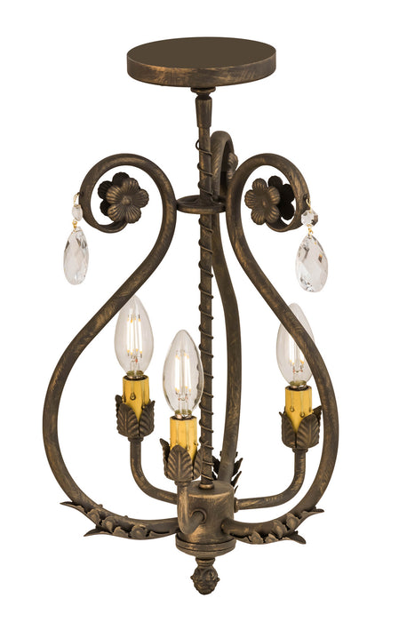 Meyda Tiffany 174340 Three Light Chandelier, Antique Brass Matte