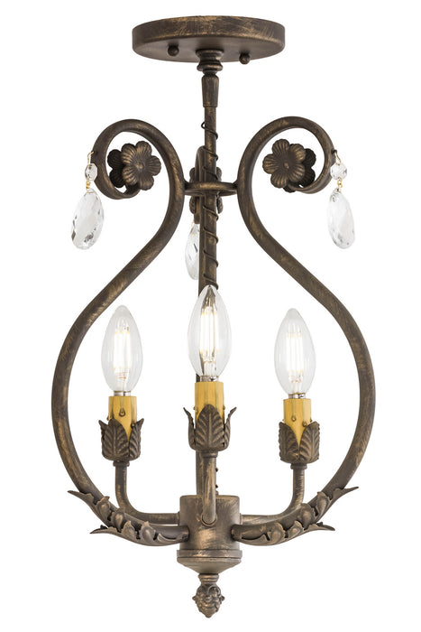 Meyda Tiffany 174340 Three Light Chandelier, Antique Brass Matte