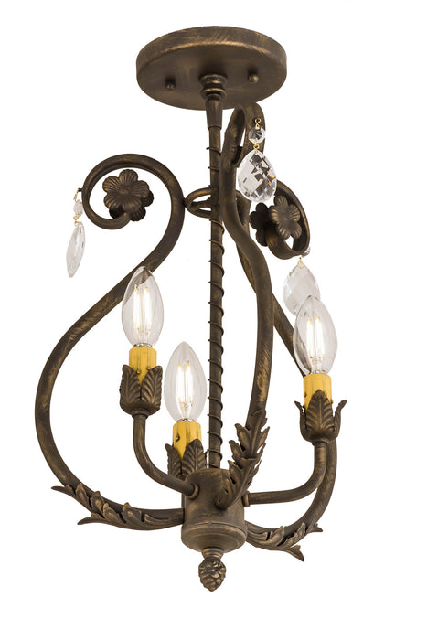 Meyda Tiffany 174340 Three Light Chandelier, Antique Brass Matte