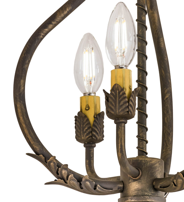 Meyda Tiffany 174340 Three Light Chandelier, Antique Brass Matte