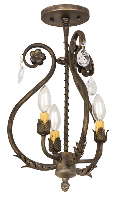 Meyda Tiffany 174340 Three Light Chandelier, Antique Brass Matte