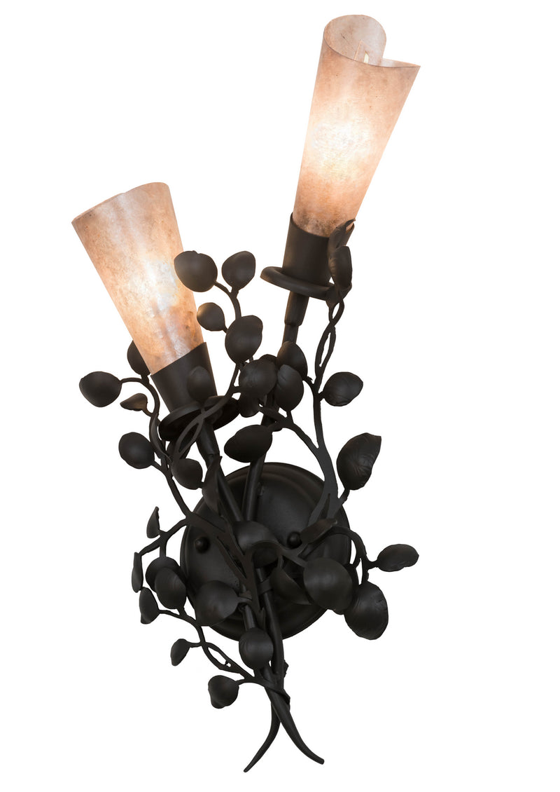 Meyda Tiffany 174344 Two Light Wall Sconce, Wrought Iron