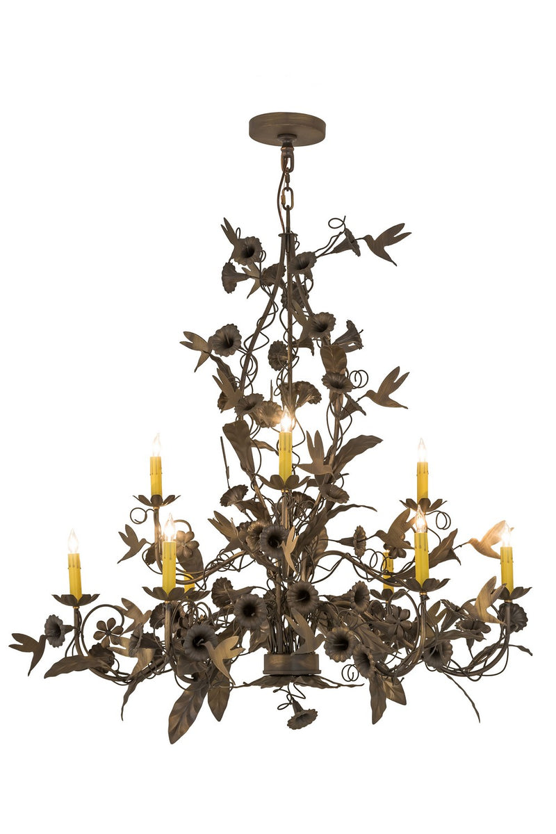 Meyda Tiffany 174872 Nine Light Chandelier, Antique Brass Matte