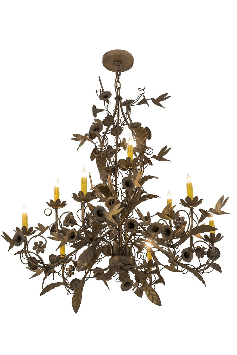 Meyda Tiffany 174872 Nine Light Chandelier, Antique Brass Matte