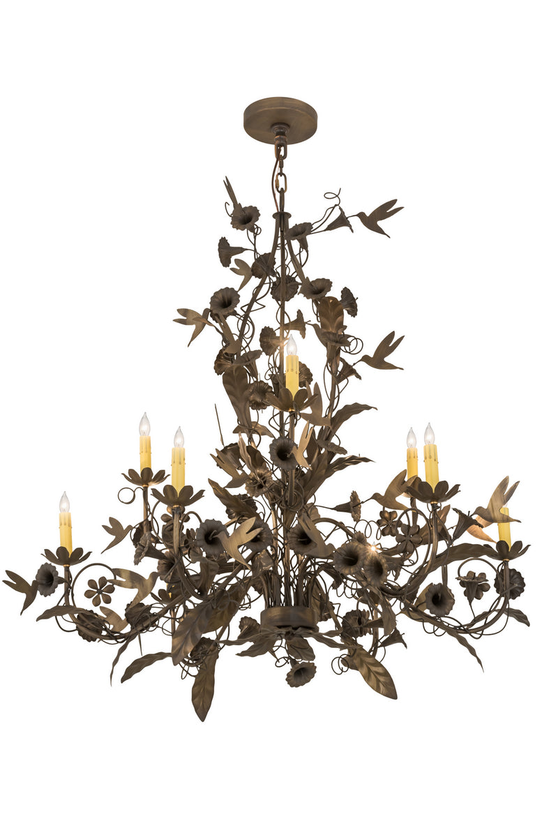 Meyda Tiffany 174872 Nine Light Chandelier, Antique Brass Matte