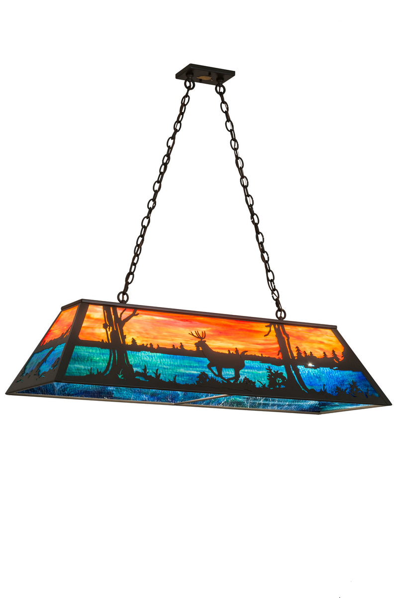 Meyda Tiffany 175391 Six Light Oblong Pendant, Timeless Bronze