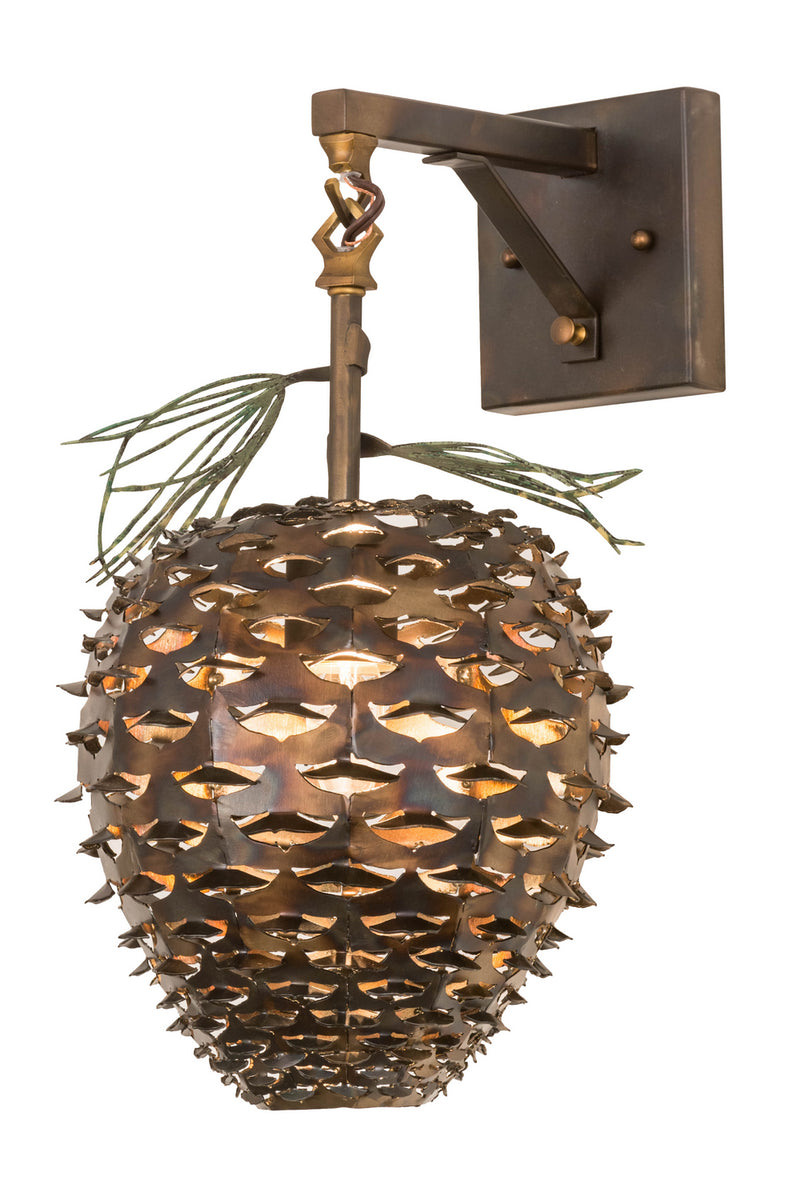 Meyda Tiffany 176185 One Light Wall Sconce, Dark Burnished Antique Copper & Green Needles