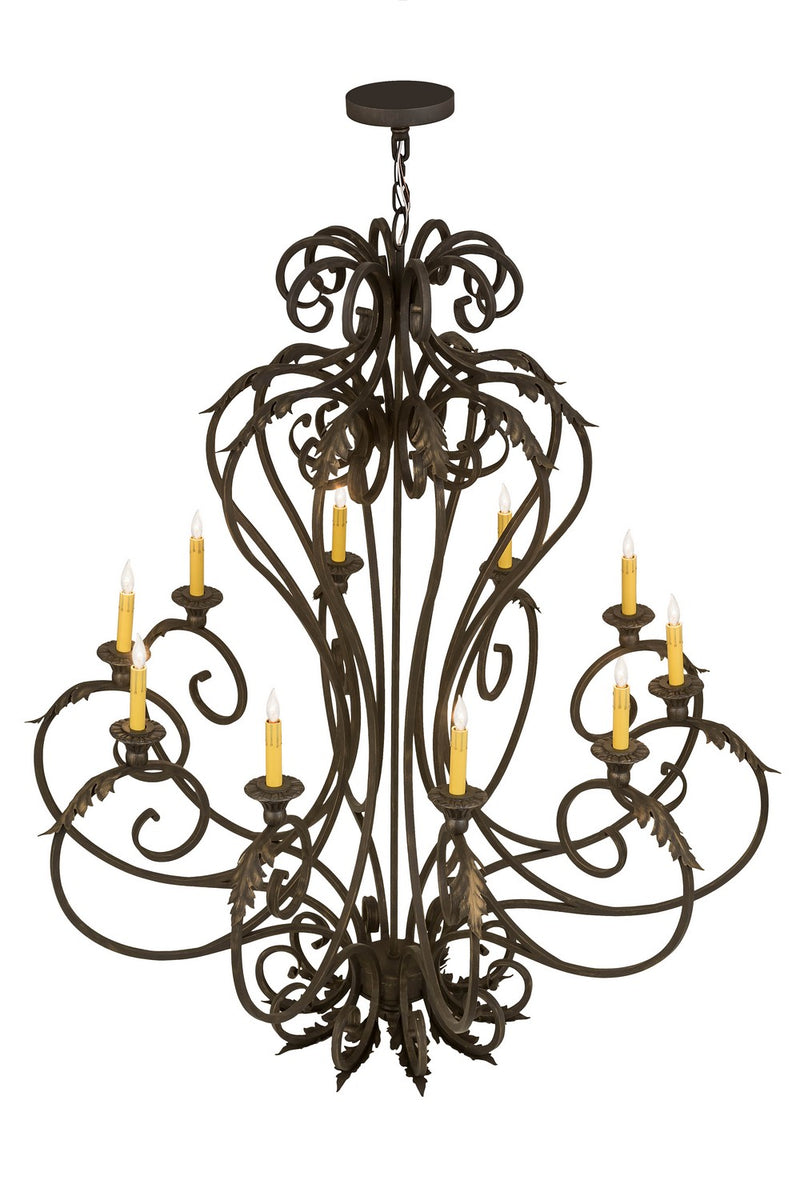 Meyda Tiffany 176434 Ten Light Chandelier, Gold Highlighted Wrought Iron