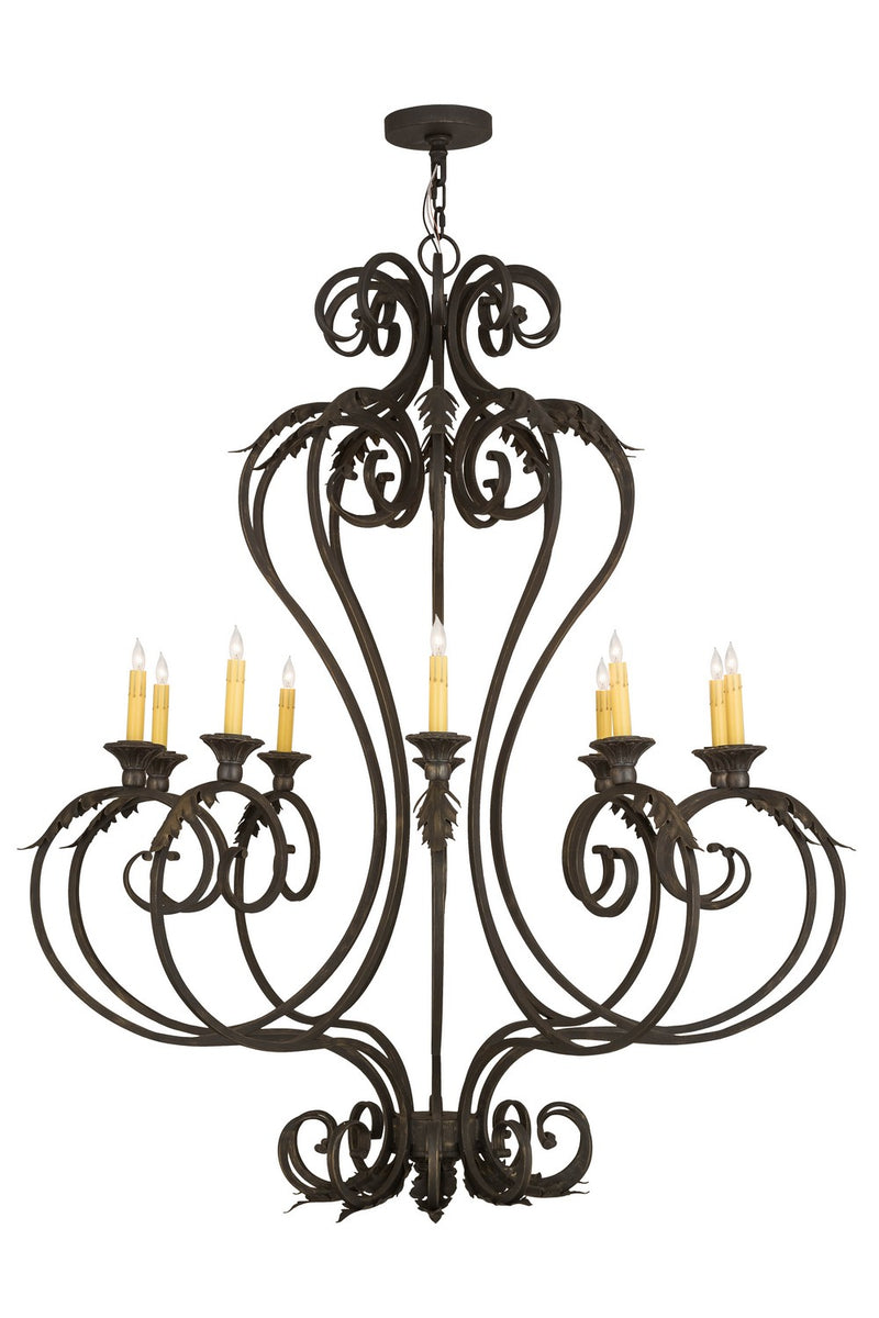 Meyda Tiffany 176434 Ten Light Chandelier, Gold Highlighted Wrought Iron