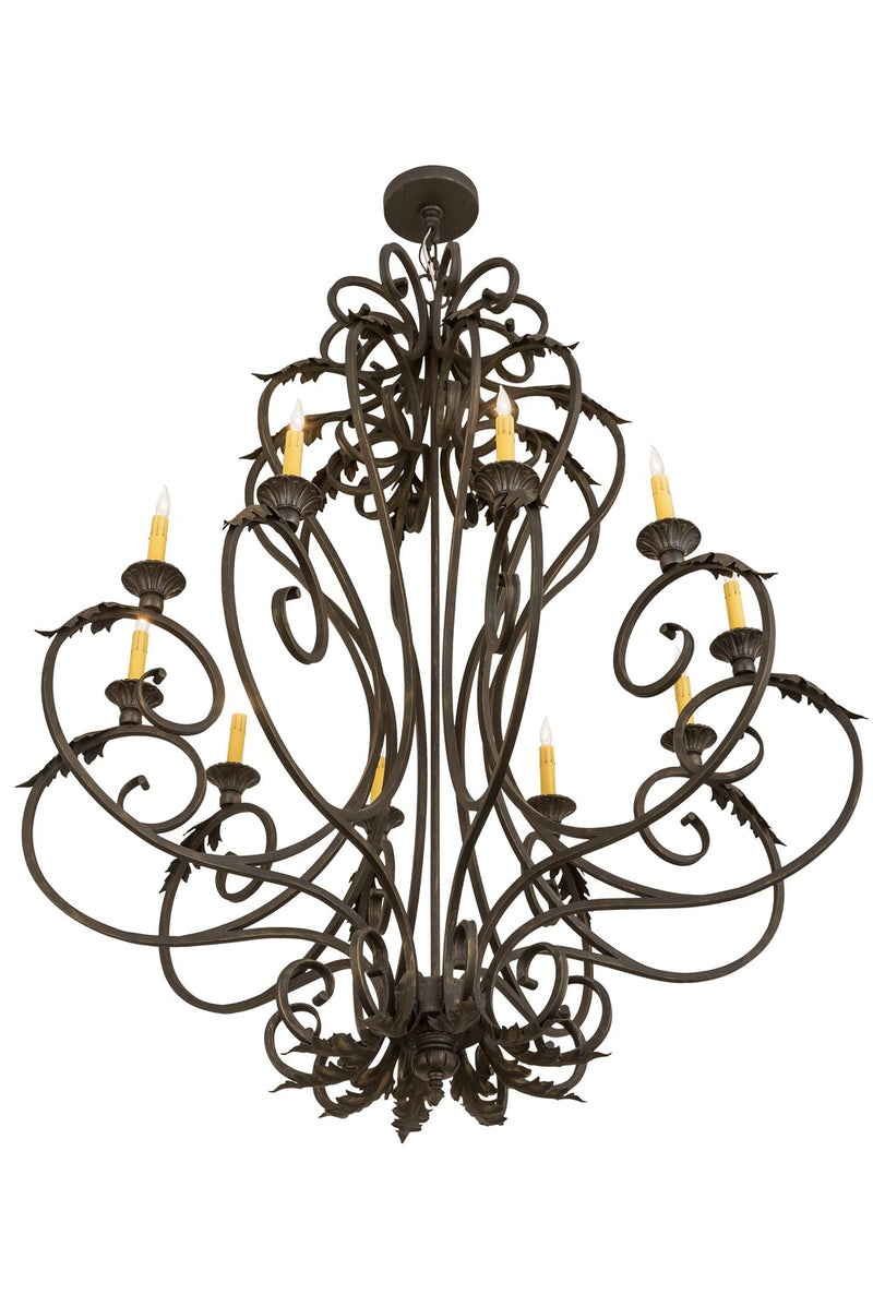 Meyda Tiffany 176434 Ten Light Chandelier, Gold Highlighted Wrought Iron