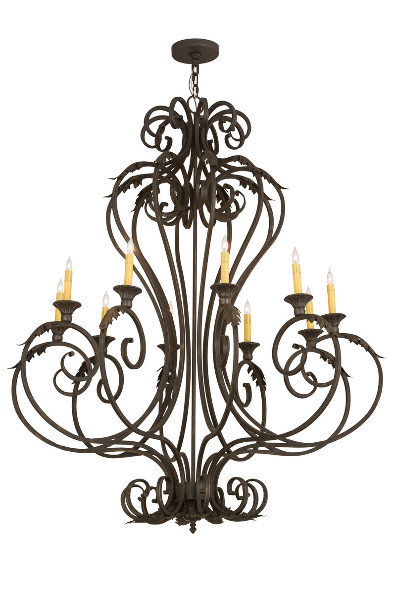 Meyda Tiffany 176434 Ten Light Chandelier, Gold Highlighted Wrought Iron