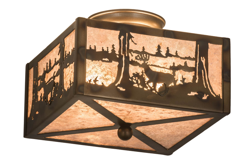 Meyda Tiffany 177245 Two Light Flushmount, Burnished Antique Copper