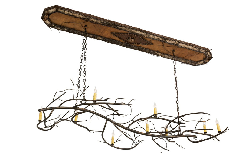 Meyda Tiffany 177810 Nine Light Chandelier, Antique Copper,Natural Wood