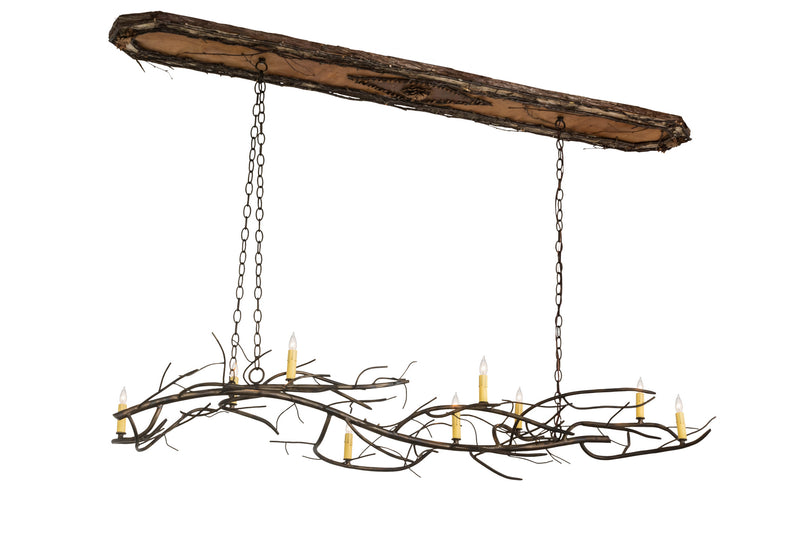 Meyda Tiffany 177810 Nine Light Chandelier, Antique Copper,Natural Wood