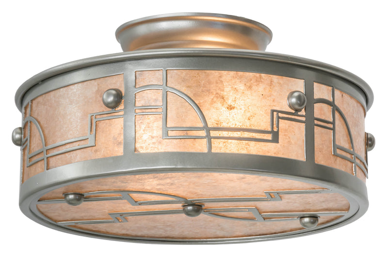 Meyda Tiffany 178159 Two Light Flushmount, Nickel Powder Coat