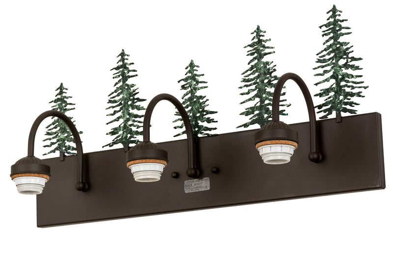 Meyda Tiffany 178427 Three Light Vanity, Oil Rubbed Bronze/Green Trees
