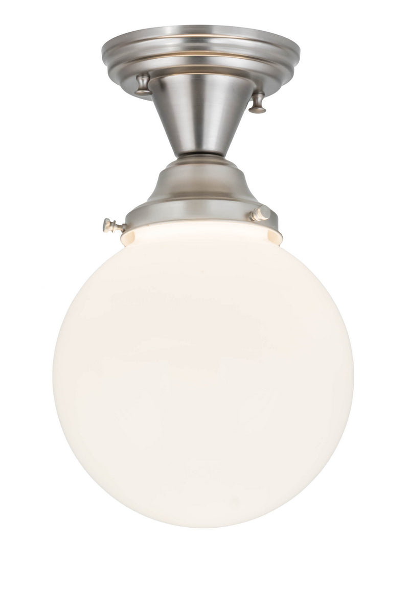 Meyda Tiffany 178884 One Light Flushmount, Brushed Nickel