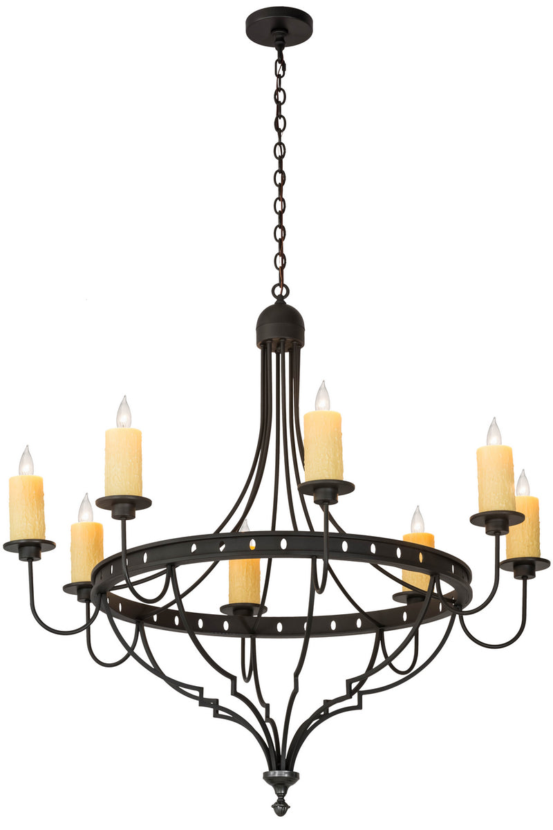 Meyda Tiffany 180196 Eight Light Chandelier, Wrought Iron