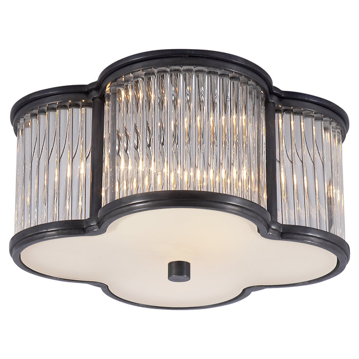 Visual Comfort Signature AH 4014GM/CG-FG Two Light Flush Mount, Gun Metal and Clear Glass Rods with Frosted Glass